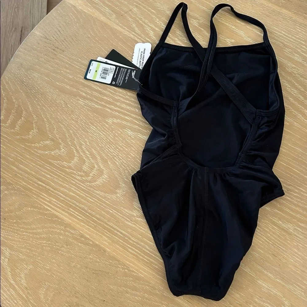 Speedo Youth Solid Relay Back Eco ProLt, Black, size 30, Girls 12-14, NWT